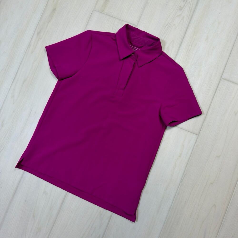 FIGS Dark Magenta Nala Technical Collection Short Sleeve Polo Scrub Top Size XXS